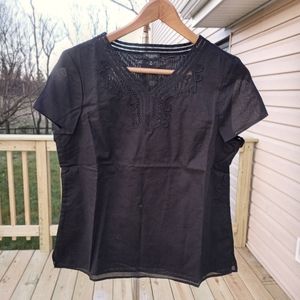 Brand new Talbots Black V Neck Cotton Top Size 8P